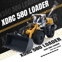 XDRC 580 RC Wheeled Loader 1/14 Scale Hydraulic Metal Remote Control Car Painted Assembled Model with Sound Light Set RC Toy