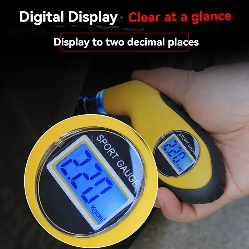 A21q-bicicleta medidor de pressão de alta precisão digital lcd backlight carro motocicleta mini monitor pressão ar anti vazamento