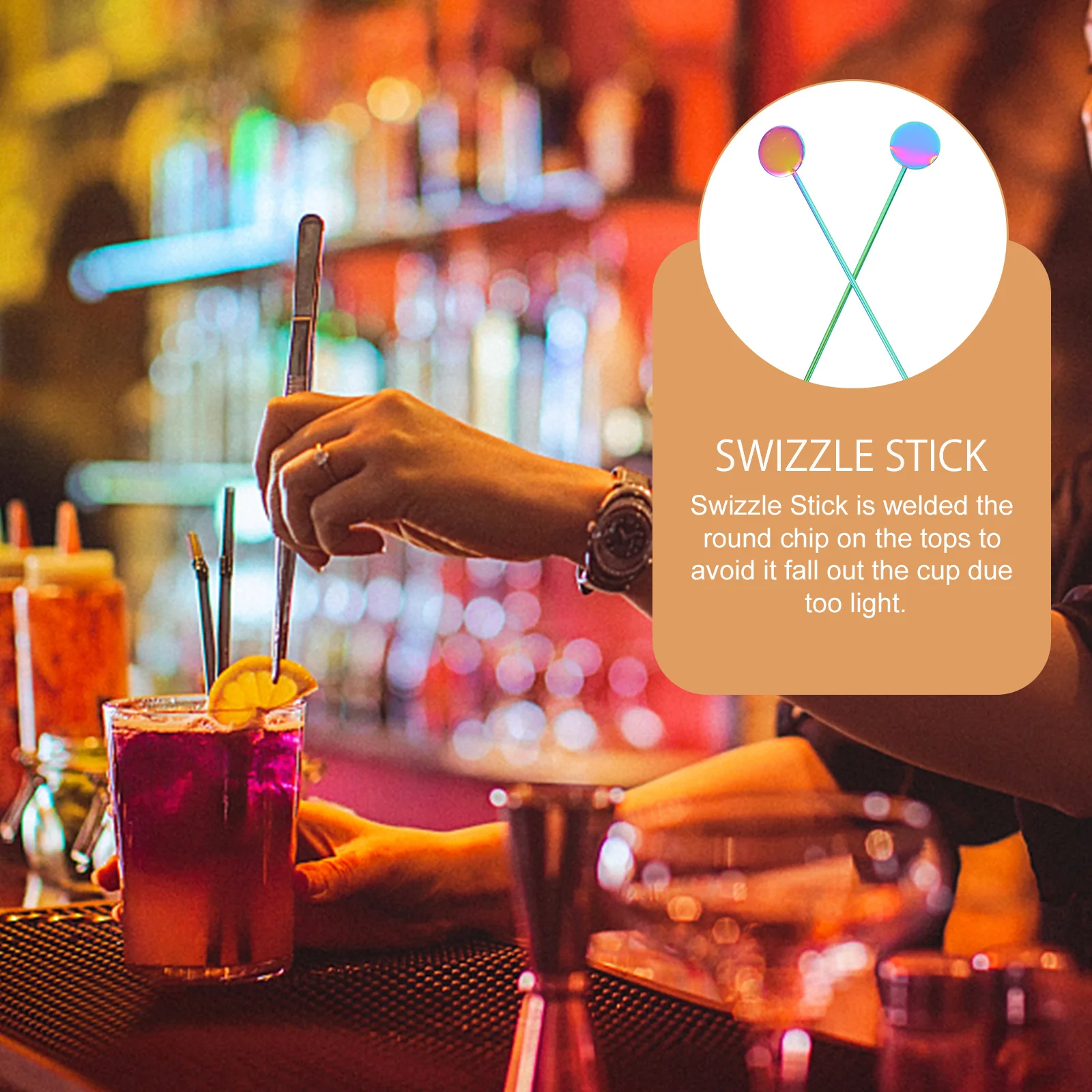 

2Pcs Stainless Steel Swizzle Stirring Sticks Creative Cocktail Mixing Rods Decorative Coffee Juice Stirrer Bar Supplies