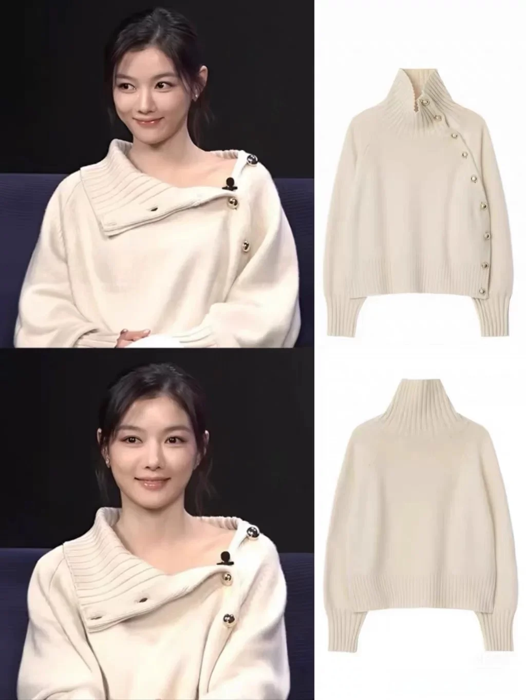 

Jin Yuzhen Lazy Sle High Collar Knitted Sweater Autumn Winter Thiened Loose Faionable Fem Long Sve Crew Ne Top