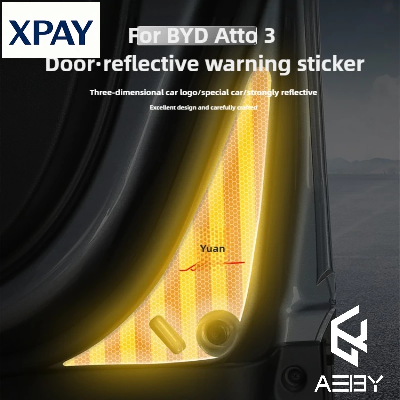New Car For BYD Atto 3 Smart Driving Edition 2022-2025 Reflective Car Door Sticker Safety Opening Warning Reflector Tape Decal