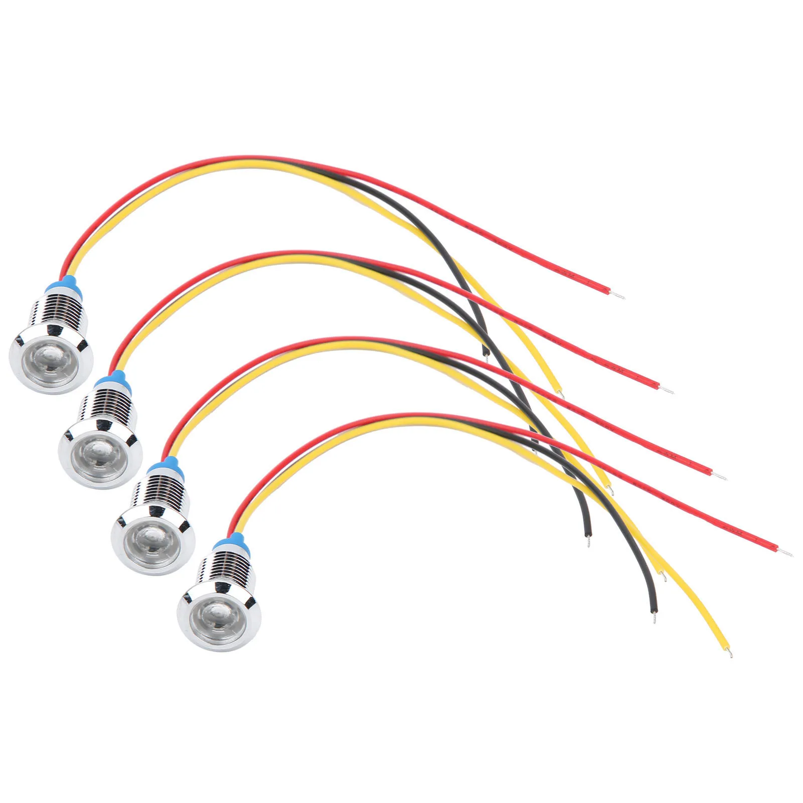 4 Sets LED Indicator Pre‑Wired Round LEDs Waterproof Dustproof 2-Color Common Cathode Indicator Light 10mm 110-220V