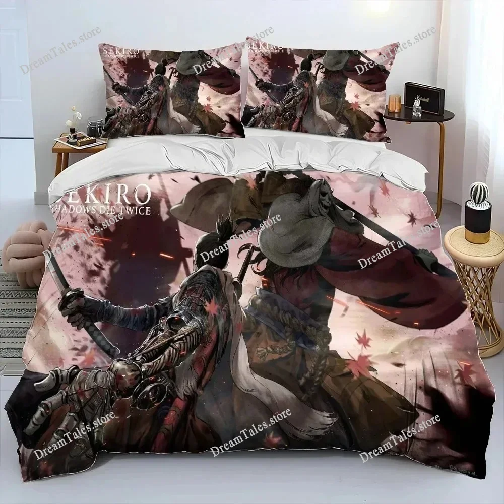3D SekiroShadows Die Twice Game Comforter Bedding Set,Duvet Cover Bed Set Quilt Cover Pillowcase,king Queen Size Bedding Set