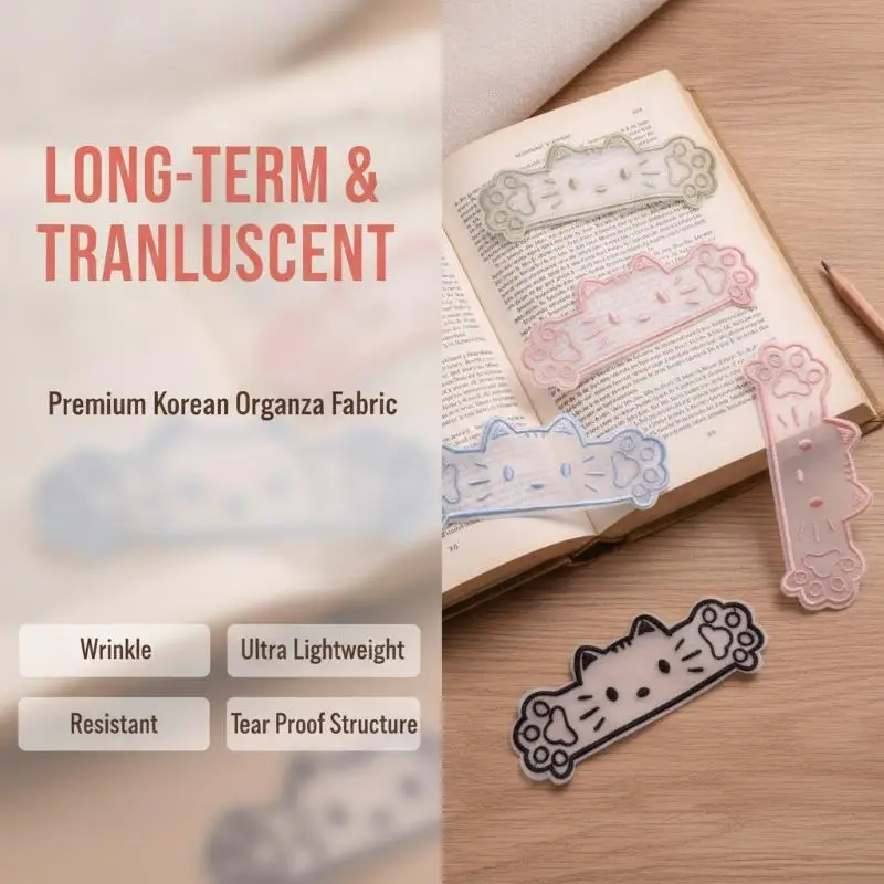 Creative Cat Bookmarks White Organza Japanese Style Cartoon Page Marker for Students Back to School Stationery Gifts