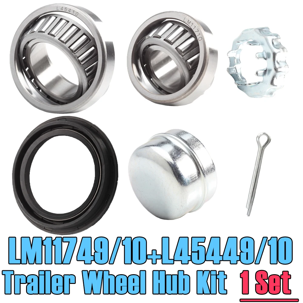 

1 Set Axles Trailer Wheel Hub Bearings Kit LM11749/10 17.5*39.9*13.9 mm L45449/10 ID 29mm TB Seal OD52 mm Dust Cover Cotter Pin