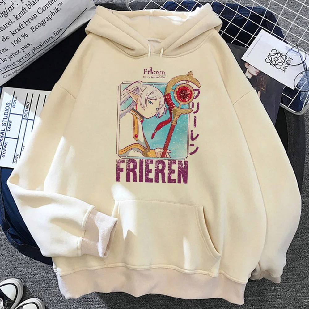 Frieren hoodie soft fabric elegant patterned anime sweater manga winter girl sweatshirts pullover comfortable patterned