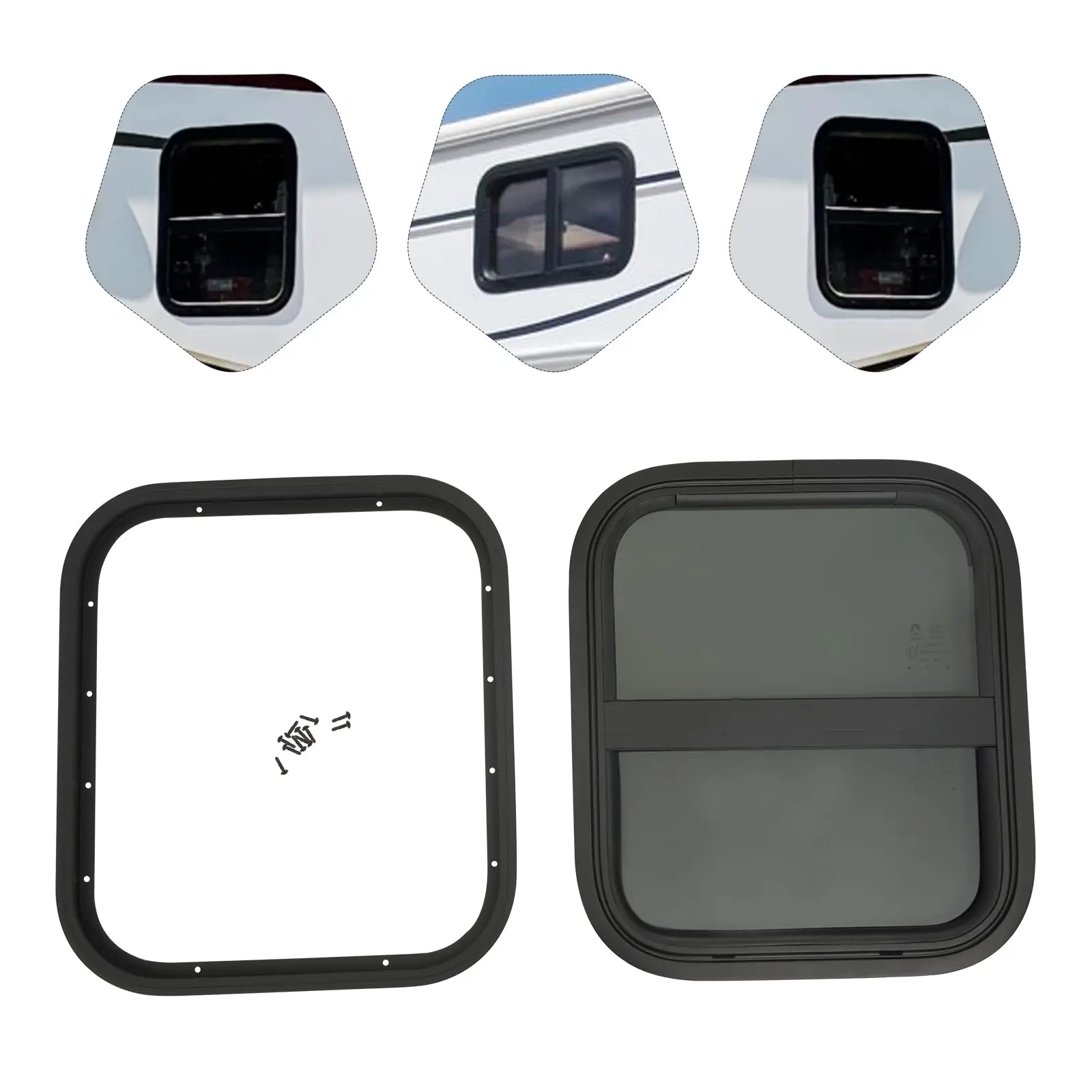 Ventana para RV de 14\" de ancho x 16\" de alto, ventana impermeable para remolque en forma de lágrima, ventana para Camper, deslizador para casa pequeña con pantalla, ventana Interior para Camper