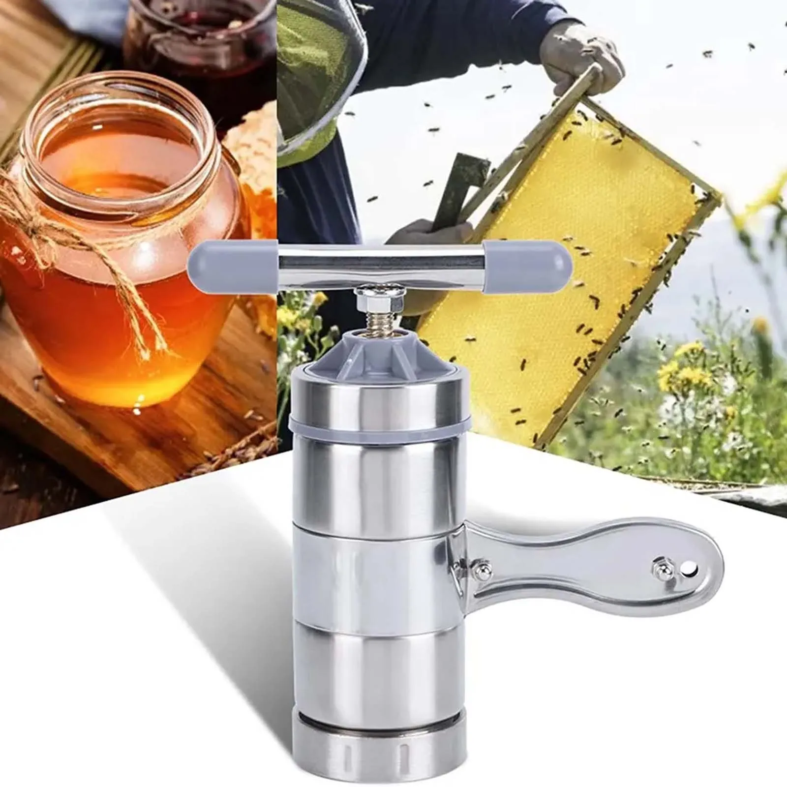 

Stainless Steel Manual Honey Press, Household Honey Wax Extractor Honeycomb Squeezer Beekeeping Supplies for Beekeepers