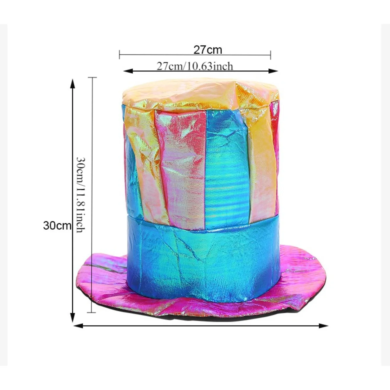 Cirque irisé Tube droit chapeau Clown Cosplay fête spéciale coloré or tissu haut-de-forme