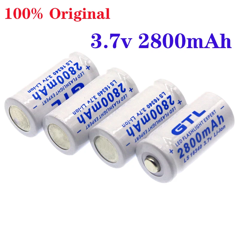 2023 High capacity 2800mAh Rechargeable 3.7V Li-ion 16340 Batteries CR123A Battery For LED Flashlight For 16340 CR123A Battery