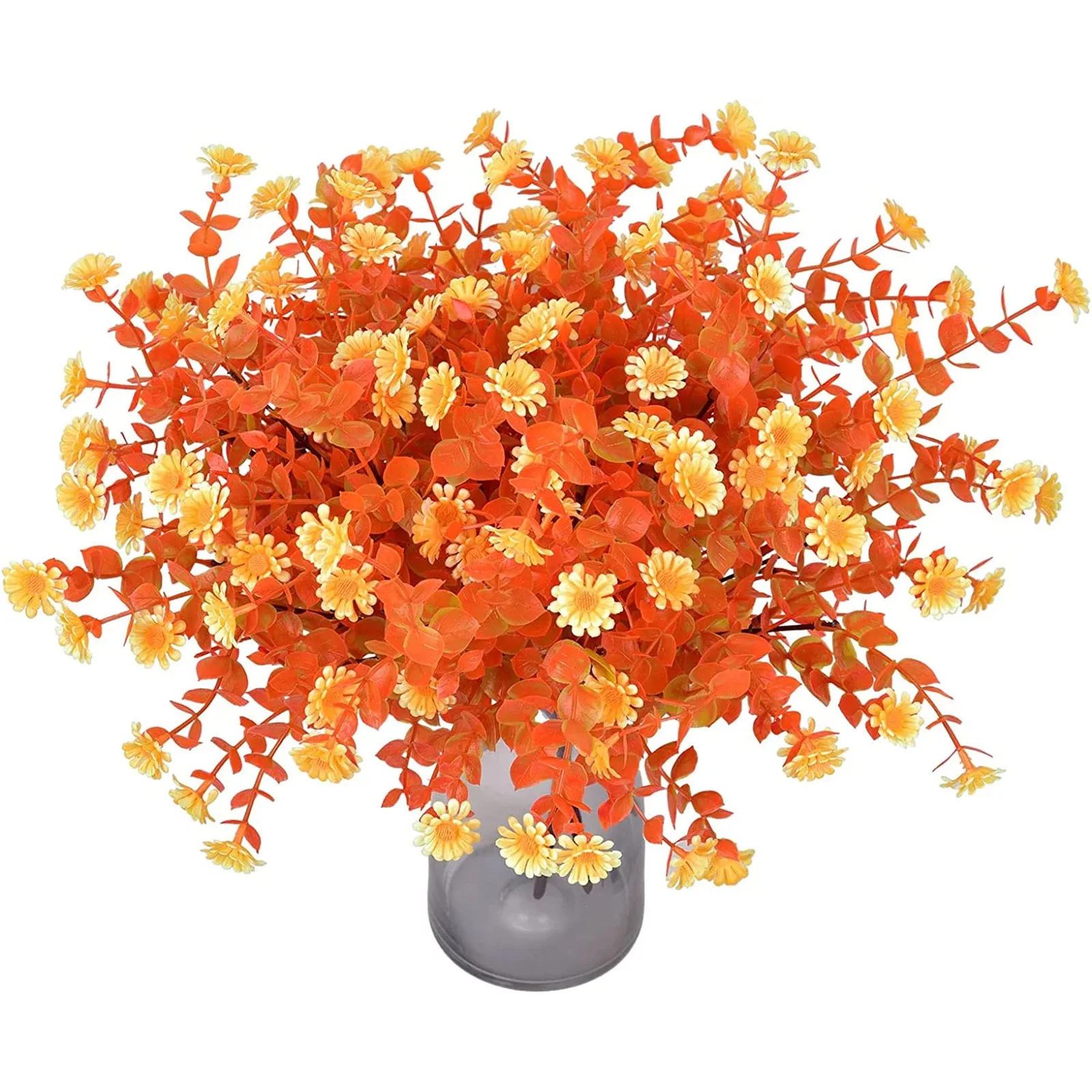 

4 Bundles Artificial Flowers Fall Daisy Flower Faux Shrubs Plants Fall Shrubs Stems Fake Grasses For Indoor Outdoor Fall Decorat