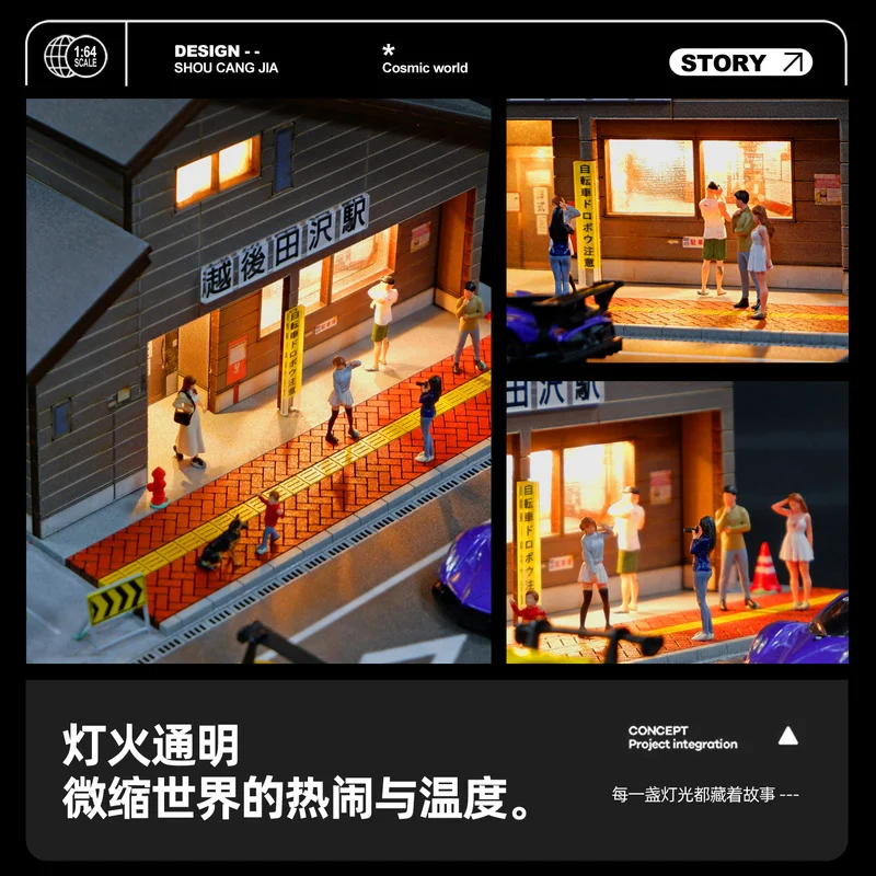 جامع 1:64 محطة قطار على الطراز الياباني نموذج مشهد مصغر دمية الدعائم طاولة الرمل الحلي عرض صغير الحجم #3