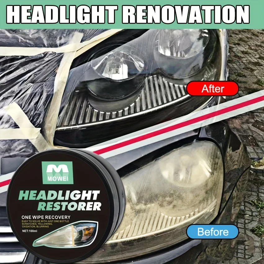 Quick-Fix Car Headlight Restorer - 3.38oz, Scratch Yellowing Repair, Easy Polishing Coating for Enhanced Visibility