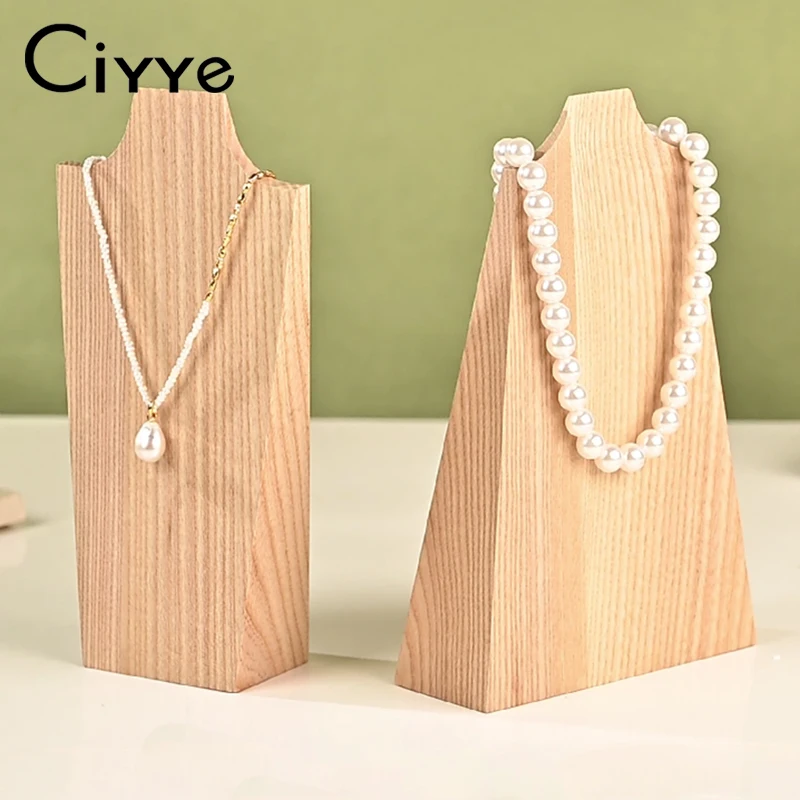 

Ciyye Solid Wood Necklace Display Stand Neck Jewelry Organizer Portrait Stand Model Neck Necklace Showcase Jewelry Display Props