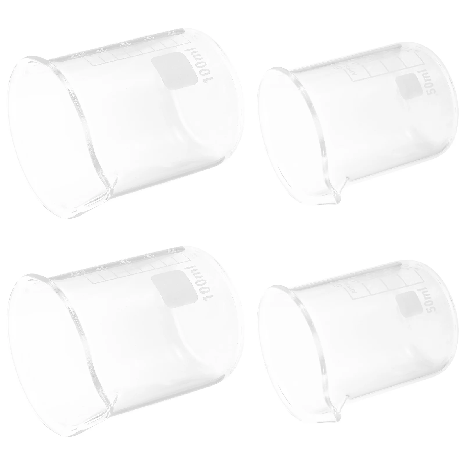 

4 Pcs Lab Measuring Cup Ml Cups Milliliter for Kitchen Transparent Glass Beaker