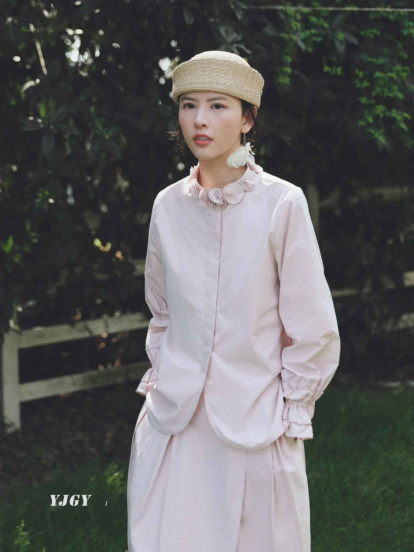 

Розовая женская рубашка с длинным рукавом и цветочным воротником, весенне-летняя, повседневный стиль, свободный крой, из чистого хлопка, дышащая, китайский бренд