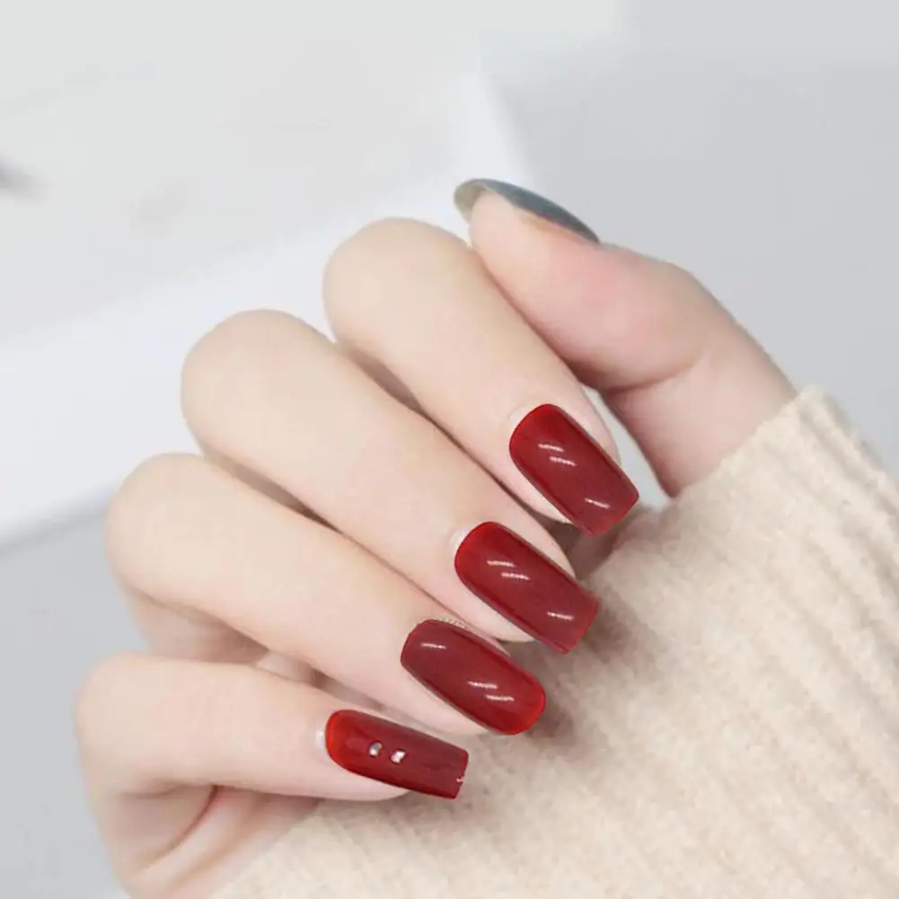 Fake Nail Medium-Long Wine Red Safe Halloween Nails	Wear-resistant Perfect Fitting Fake Nail DIY Home Nail Art Nails