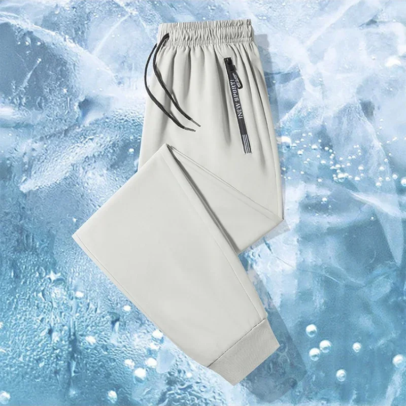 أزياء الرجال الحرير الجليد السراويل الصيف جديد رقيقة سريعة الجافة الأعمال سراويل تقليدية في الهواء الطلق تمتد تنفس مستقيم الساق السراويل