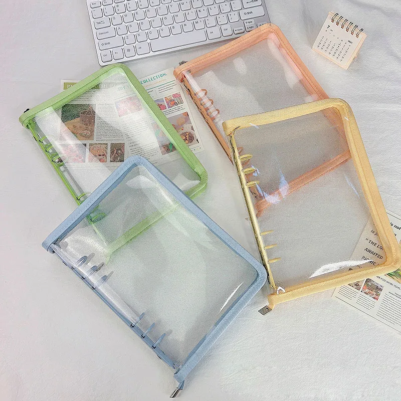 SKYSONIC Neue Ankunft A5 Zipper Binder Sammeln Buch Glitter Cover Organizer Journal Notebook Kugel Transparent PVC Fotoalbum – Detail 31