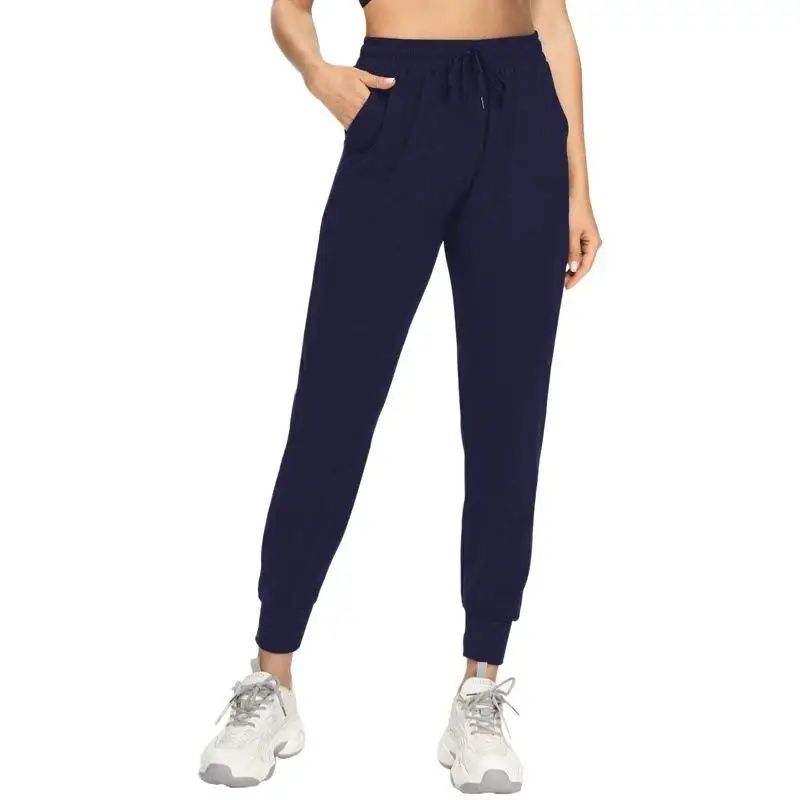 Pantaloni sportivi a vita alta per donna Leg Binding Casual Loose Fit Fibra di poliestere Comoda cintura elastica a vita alta
