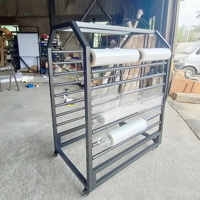 Double-sided fabric display rack, carpet display rack with wheels, whole roll textile fabric rack