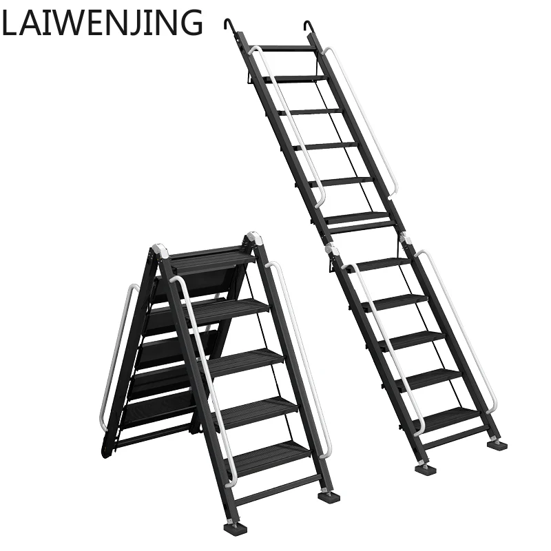 

HLZ утолщенная складная лестница-чердак из алюминиевого сплава, расширенный поручень, портативная внутренняя и наружная балконная лестница