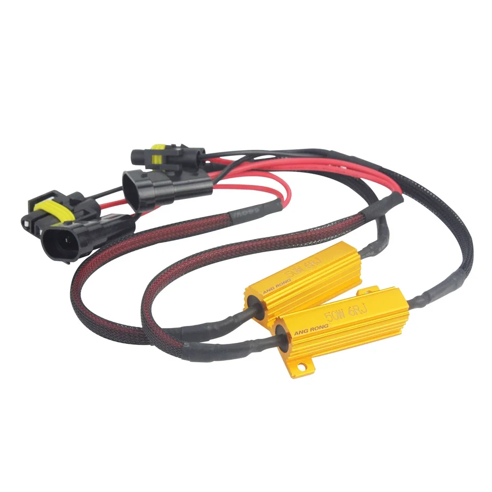 2x H11 H8 Load Resistors Wiring Harness Canbus Decoder For LED Headlight DRL Daytime Running Fog Light