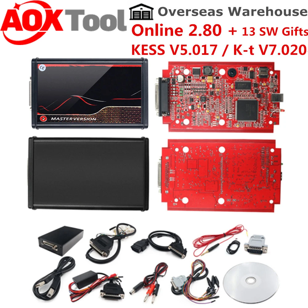 

Unlimited 2.80 EU Red Kess V5.017 OBD2 ECU Chip Tuning Tool K-TAG 2.25 V7.020 4 LED KESS Master ECU Programmer Tool BDM Adapter