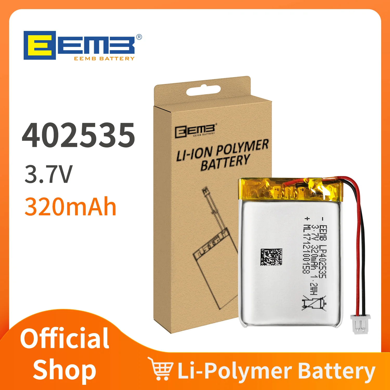 EEMB 1 ~ 10PCs 402535 lithium polymer battery 3.7V 320mAh rechargeable lithium ion polymer batteries lp402535