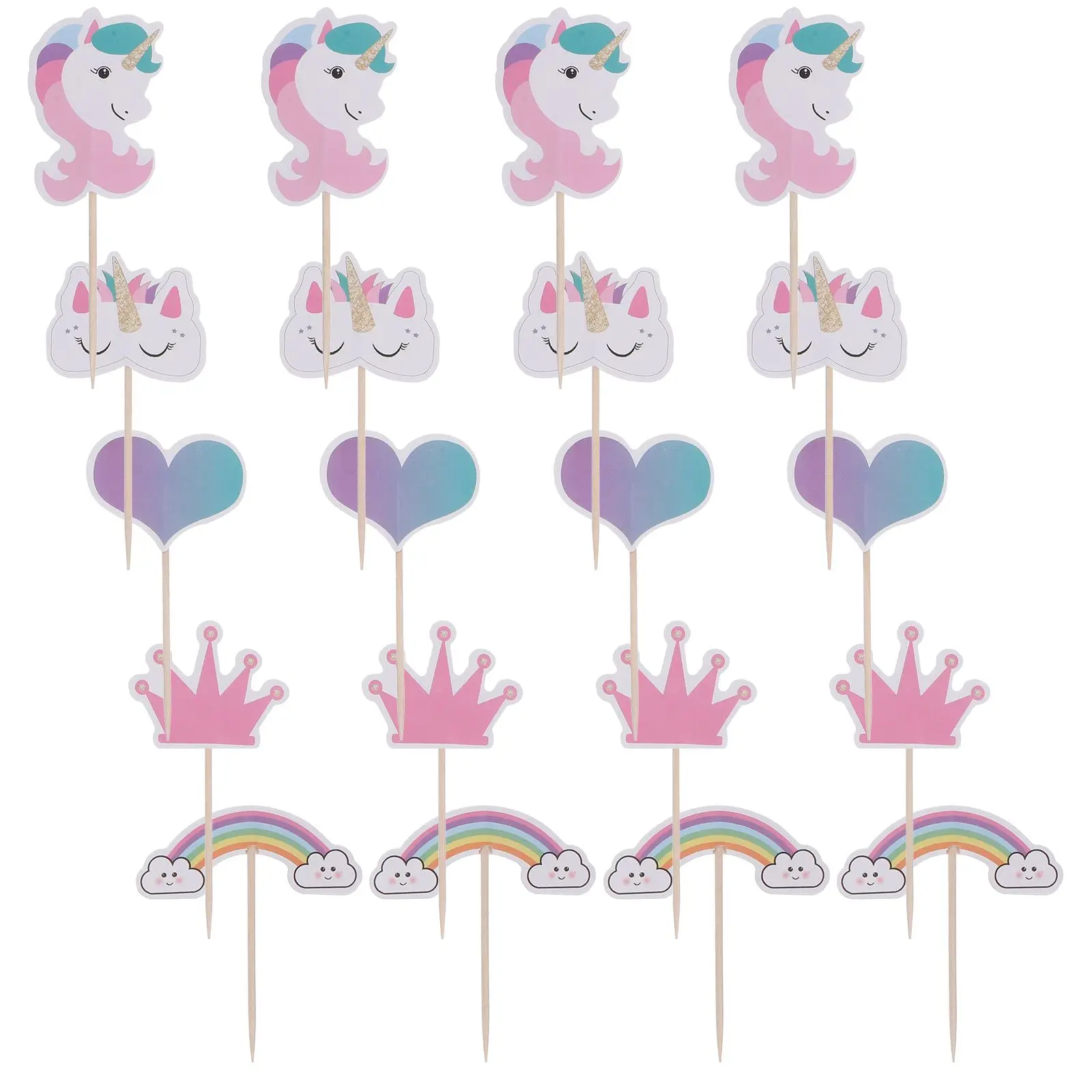 

24 Pcs Decoration Cake Decorations Paper Topper Birthday Toppers Decorative Pick Decorate