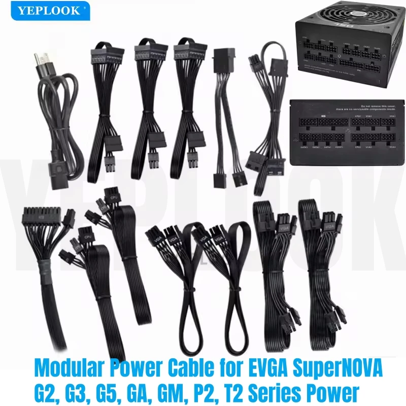 Evga supernova g2, g3, g5, ga, gpu, pcie, 8ピン,6 2ピン,cpu 4 4ピン,sata, molex, 24ピン用のモジュラー電源ケーブル