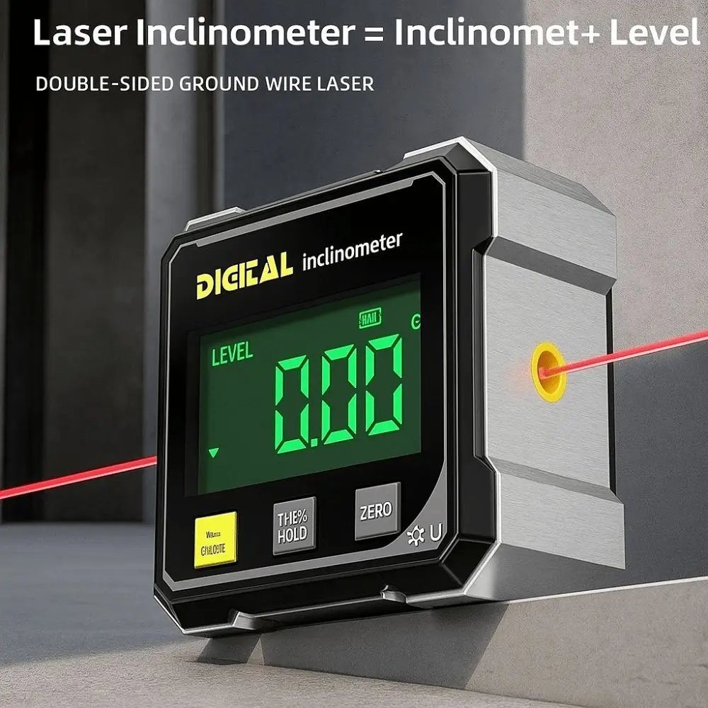 Four Sided Display Angle Gauge Digital Display Magnetic Suction Angle Gauge 360 Degree Quick Measurement