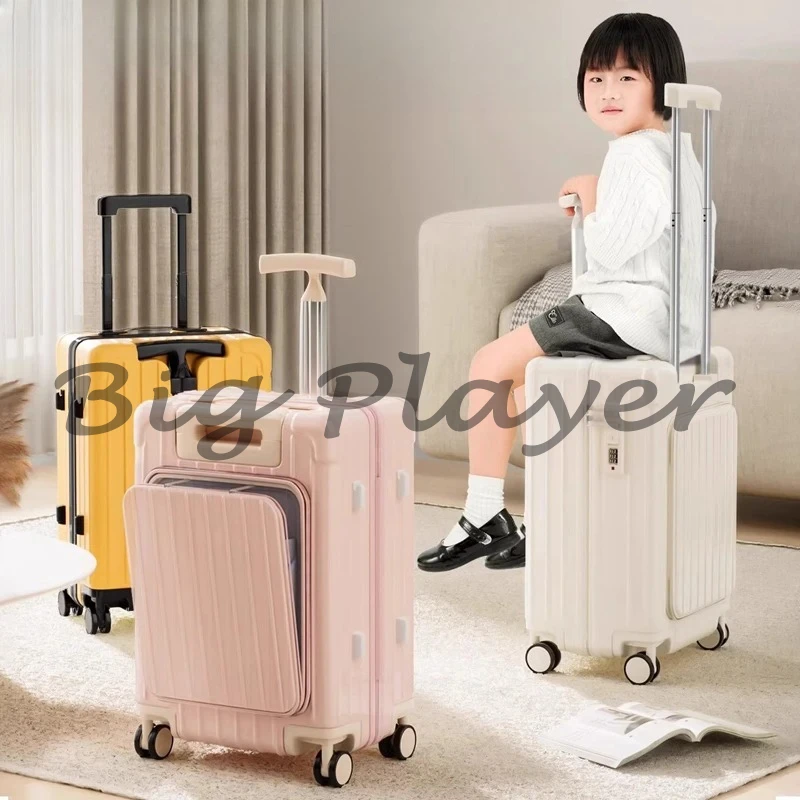 

KO-KU New Children's Luggage Can Sit and Ride Children Travelling Suitcase 20'' Boarding Box Front Opening Double Trolley Case