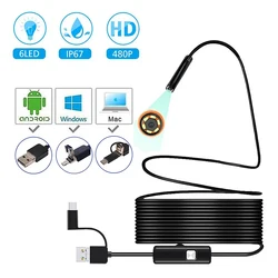 5.5mm 7mm Endoscope Camera HD Waterproof Micro IP67 Endoscopic for Android Smartphone Mobile Cars Industrial USB Type C Cameras