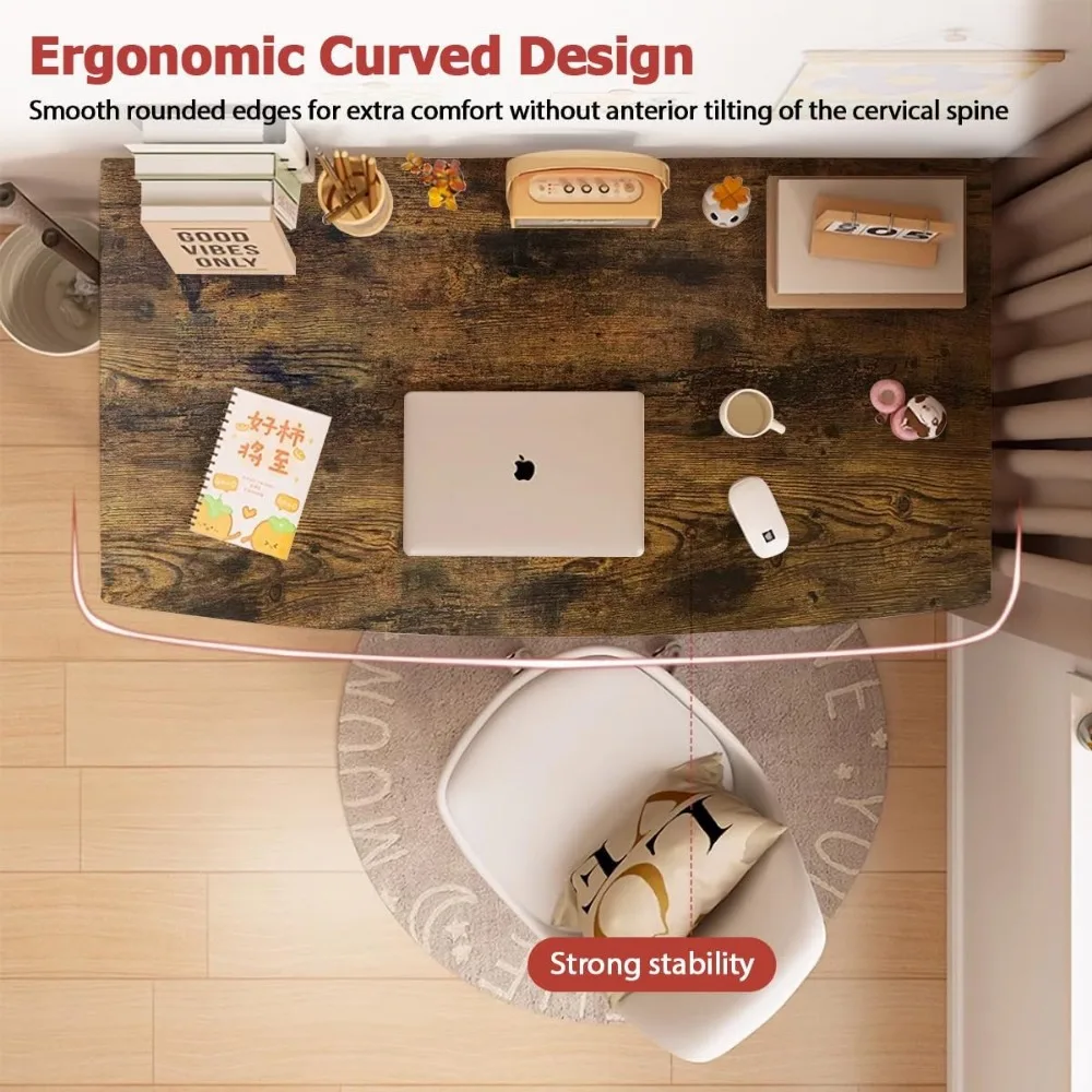 Small Computer Desk Simple Style Office Desk Study Work Table for Home Bedroom Writing Desk, Rustic Brown