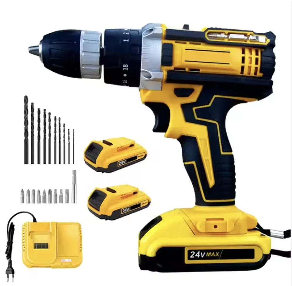 21v/24v/48v Cordless Mini Impact Drill Power Tool Sets with Lithium Battery Keyless Chuck Stainless Steel for Home Use