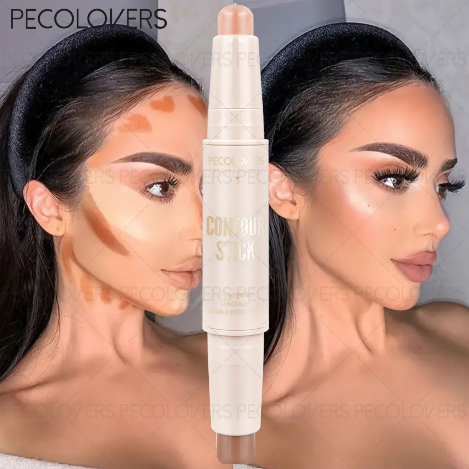 1PC Highlighting Contour Stick, Dual Use for Nose Contour and Three-dimensional Makeup, Anti-smudging, Convenient and Durable
