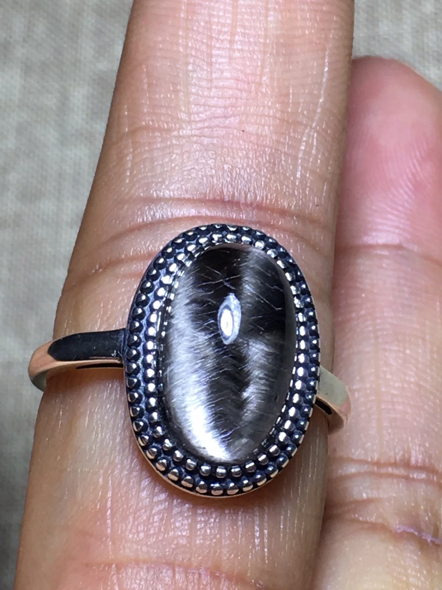 

Natural Brookite Platinum Rutilated Quartz Ring 16*9*7.5mm 925 Sterling Silver Woman Men Water Drop Lucky AAAAA