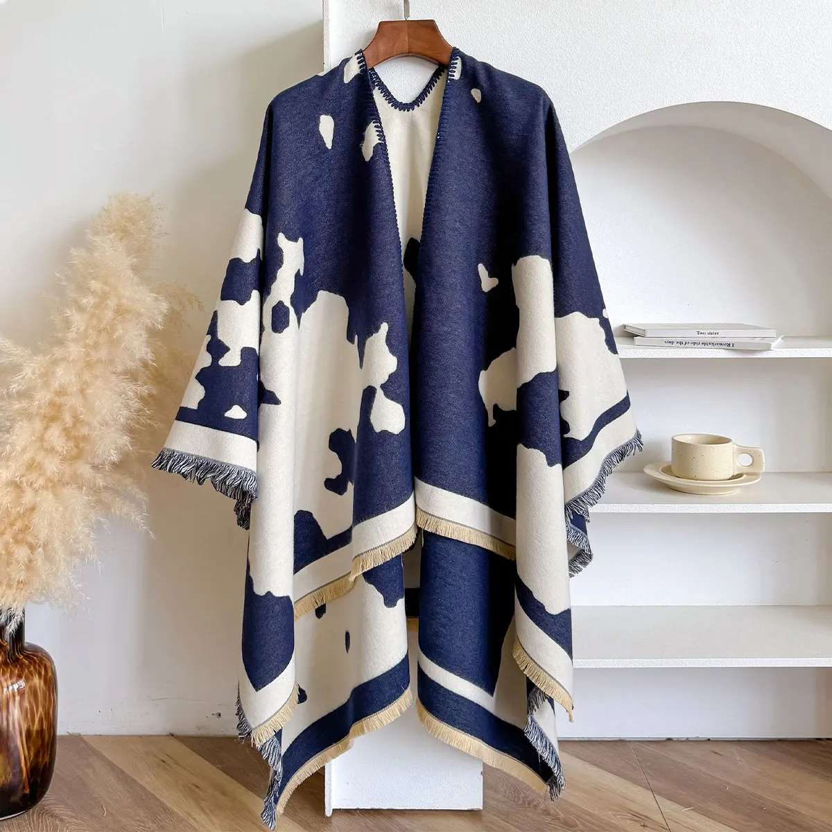 Luxus Marke Imitation Kaschmir Frauen Spot Karte Schal Winter Warme Schal und Bandana Pashmina Weiblich Foulard Dicke Decke Poncho