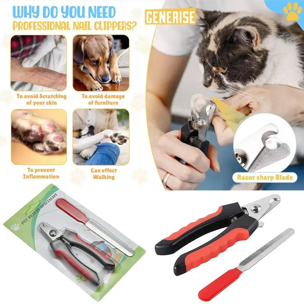 Professional Pet Dog And Nail Clippers Nail Sharpener Nail Pliers Scissors Guard Manicure With Safety V6u3