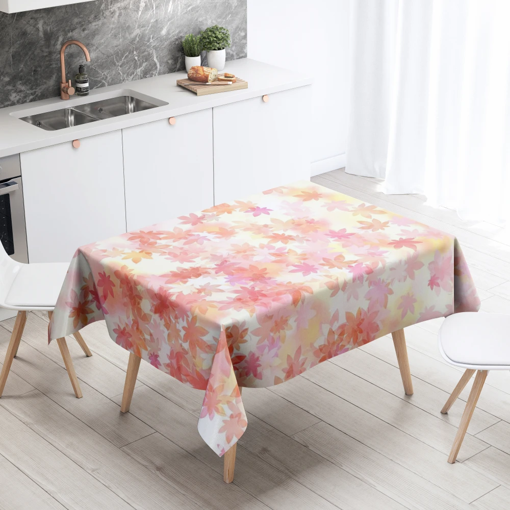 Cartoon Maple Leaf Floral Tablecloth Home Decor Anti-Stain Waterproof Table Decoration Rectangular Kitchen Fireplace Countertop