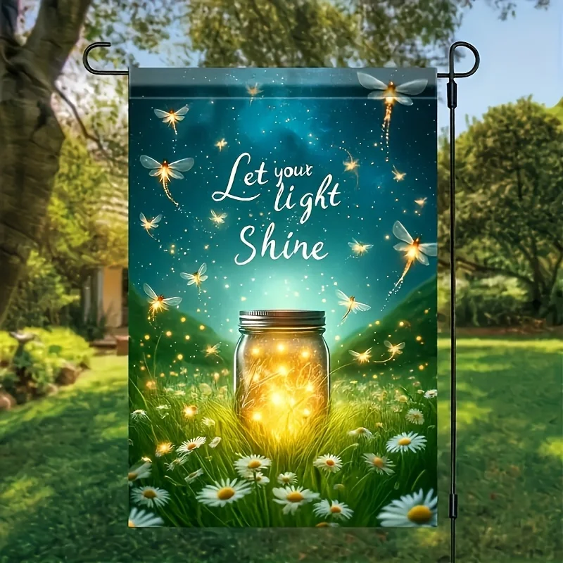 Firefly & Dandelion, Welcome Garden Flag | Double-Sided Durable Polyester, 18.0x12.0 Inch, Multi-Purpose Lawn Flag for Home, Outdoor and Yard Decor, Free of Flagpole