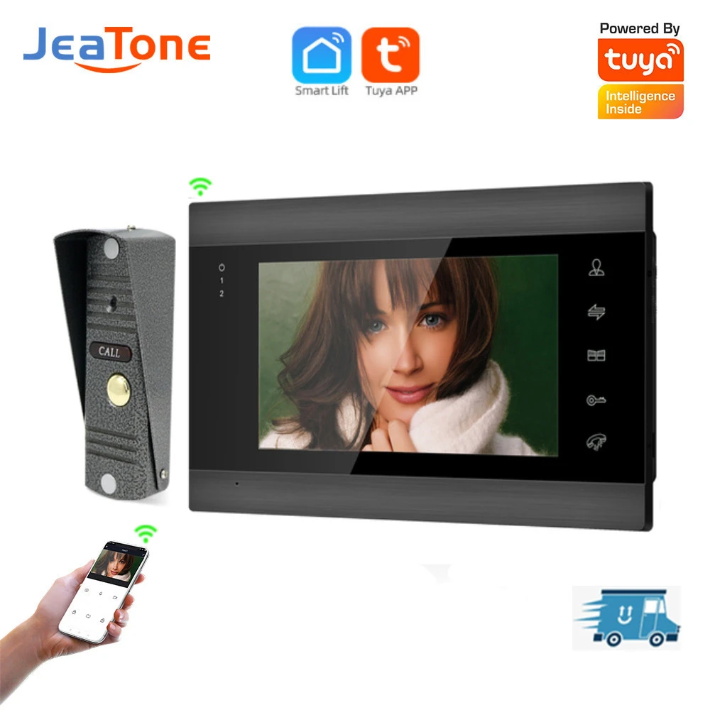 Jeatone 7Inch Video Intercom System for Apartment Security Protection AHD 720P Doorphone Tuya WiFi Unlock Video Doorbell