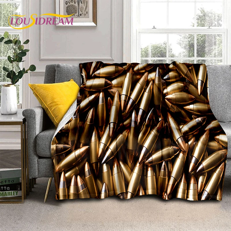 29 Style Retro Guns Pistol Ammunition Bullet Cartridge AK M4 Soft Flannel Blankets,Throw Blanket for Picnic Beds Sofa Bedroom