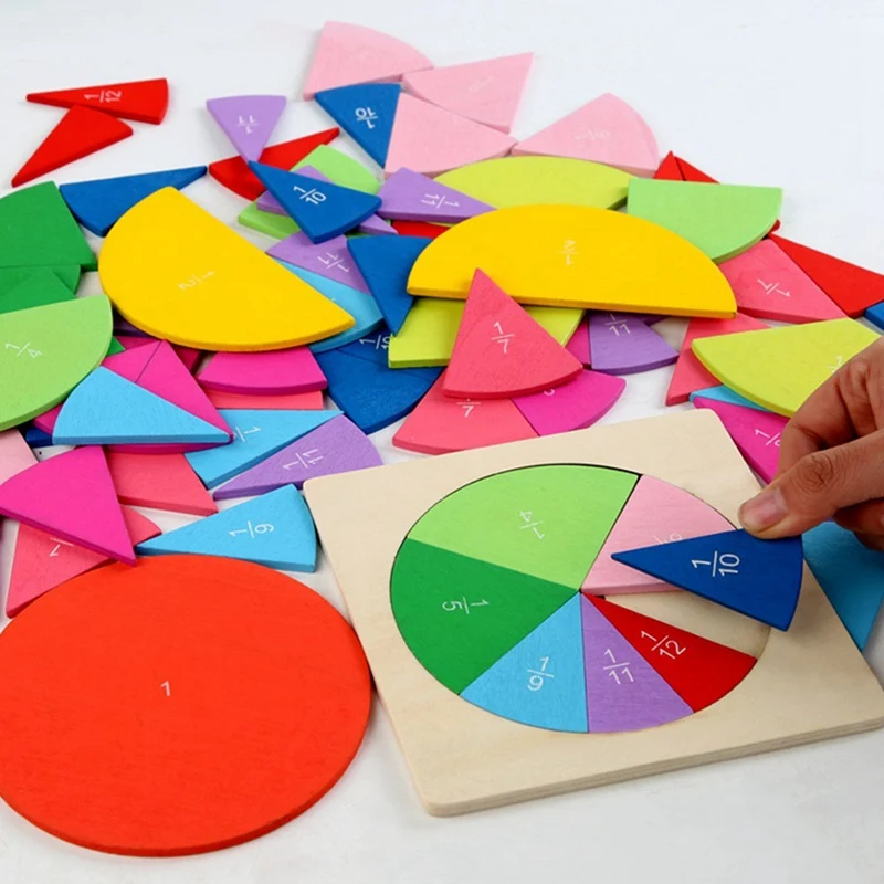 Mathematics Fraction Board Super Fraction Box Colorful Circle Decomposition Fractional Learning Stationery