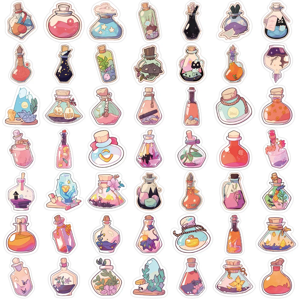 Magic Potion Stickers, 100Pcs Mini Size Halloween Apothecary Stickers for Water Bottle, Aesthetic Vinyl Sticker for Laptop Phone