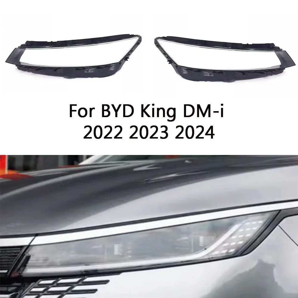 

HTTCY For BYD King DM-i 2022 2023 2024 front Car Headlight Cover Lens Shell Lampcover Lampshade Headlamp housing