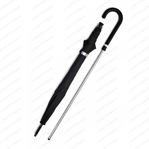 

Simple self-defense umbrella creative long handle straight pole sunny rain black plastic sunshade sunscreen can be pulled out