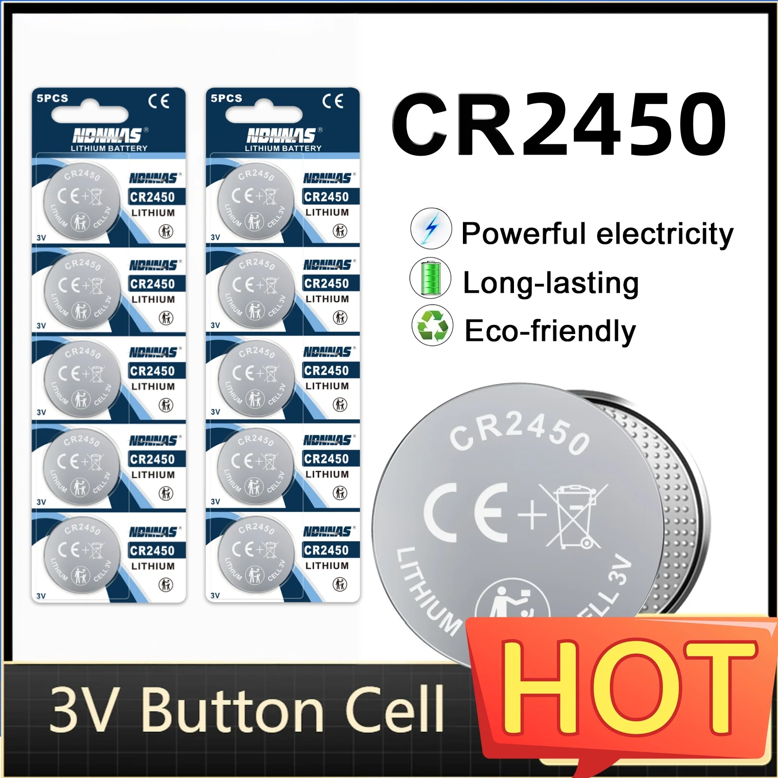 2-50pcs 3V CR2450 Button Batteries CR2450 5029LC LM2450 DL2450 CR2450N BR2450 600mAh Lithium Cell Coin Watch Battery