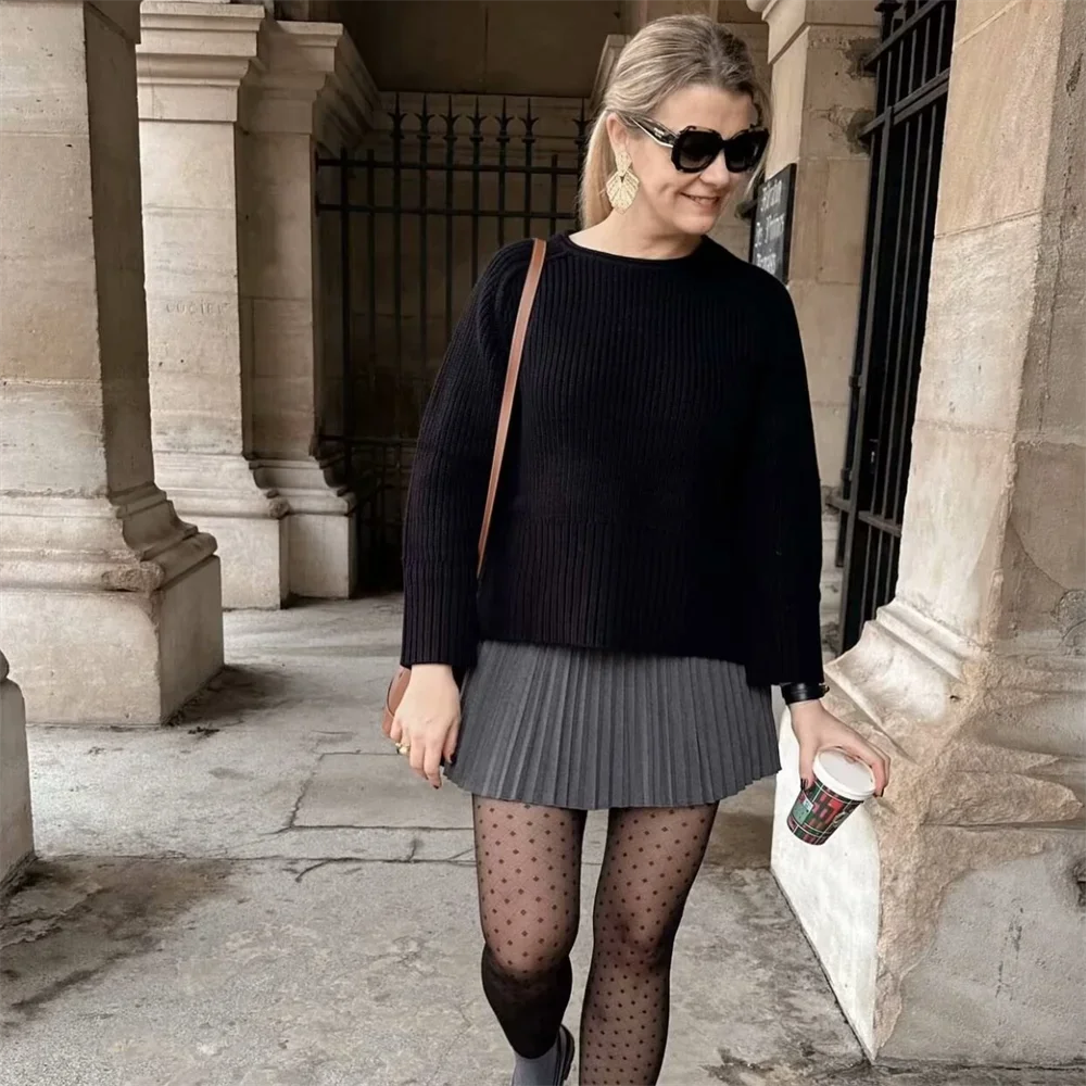 Y2K 2025 Summer Pleated Skirts Women High Waist Gray Female A-Line Mini Shorts Skirt Ladies Casual Loose Short Skirts New